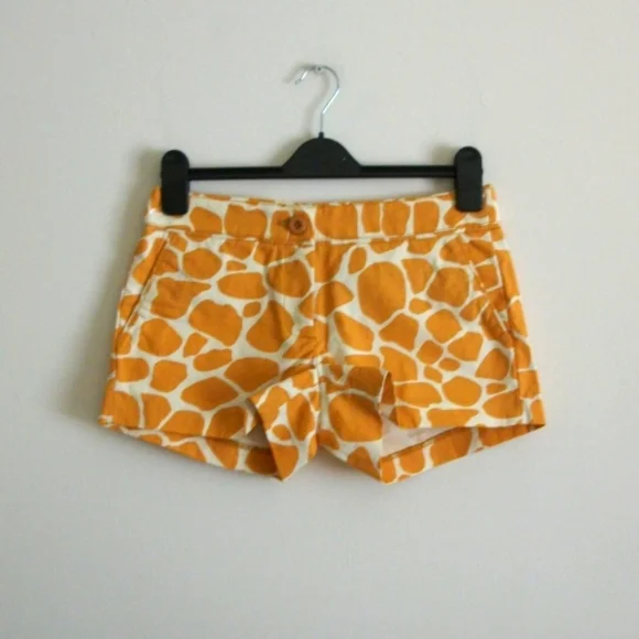 Short J.Crew CityFit - Imprimé Girafe Jaune Et Blanc, Taille 2 Femme - Occasion Très Bon état